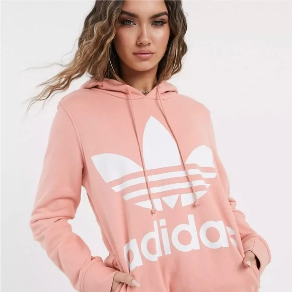 Adidas Women's Pink Blush Side Slit Hoodie L - Picture 2 of 6